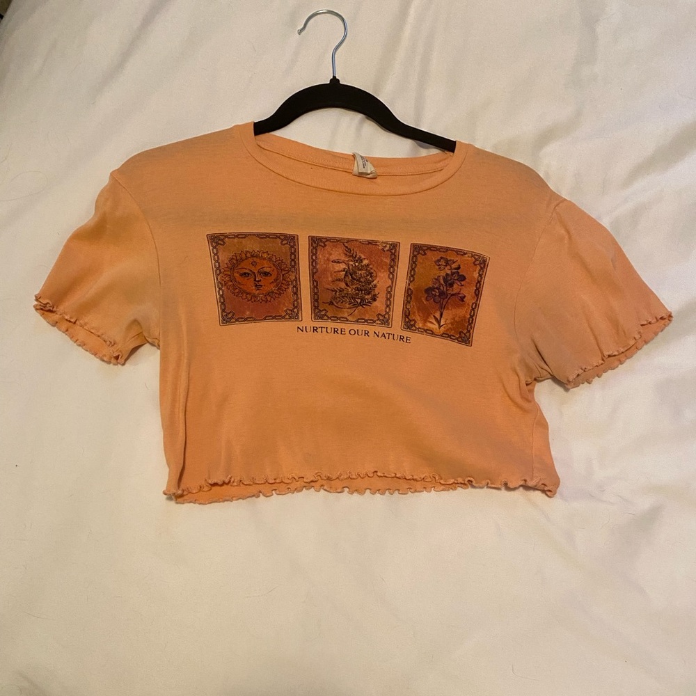 urban outfitters orange tarot cropped graphic tee